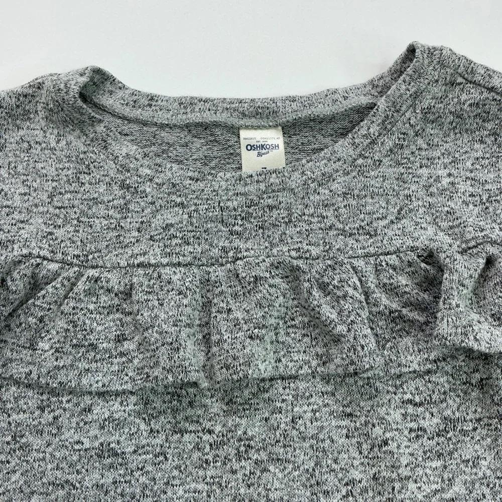 OshKosh Grey Knit Ruffle Top Kids Size 7 Long Sleeve Heathered GCL15234-AD-R